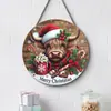 Decorações de rodelas de madeira de Natal transfronteiriças com grafite, Enfeites de parede e porta de Natal para casa, Decorações de árvore de Natal de madeira