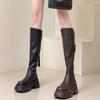 Botas Elásticas de Gama Alta por Encima de la Rodilla para Mujer 2024 Otoño e Invierno Nuevo Estilo Cierre Trasero Botas Altas de Suela Gruesa
