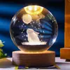 Base de Madera Bola de Cristal Luminosa Tallada en 3D Luz Nocturna Saturno Luna Regalo Creativo Transfronterizo Caliente Tienda de Fábrica