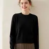 Baicai Rong 2026 Outono/Inverno Novo Tricô de Caxemira Camada Base Manga Longa Gola Redonda Solto Fashionável Versátil Suéter Quente