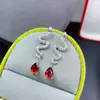 Anillo de Granate Rojo Natural, Plata 925, Electrochapado Bicolor, Totalmente Pulido, Piedra Principal Súper Brillante de 5*7mm, Soporta Re-pruebas