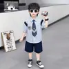Conjunto de Verano para Niños 2026 Nuevo Elegante Conjunto de Camisa de Manga Corta para Niños, Conjunto de Dos Piezas Moderno para Niños Pequeños