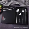 Conjunto de Faca, Garfo e Colher para Bife em Aço Inoxidável Português, Conjunto de Quatro Peças Estilo Europeu para Restaurante Hotel, Talheres Ocidentais, Presente Criativo
