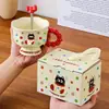 Caneca de cerâmica de desenho animado para drop-shipping, caneca de café de alta estética, presente prático para recém-casados e inauguração de casa, copo de água para eventos corporativos