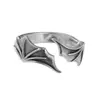 Anillo Vintage de Ángel y Demonio Personalidad Estilo Minimalista Anillo de Dedo Índice con Pluma Moda Versátil Plata Tailandesa de Imitación Anillo Abierto
