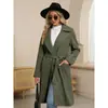 Abrigo de lana de estilo europeo y americano con solapa grande y cinturón para mujer, nuevo modelo otoño e invierno 2026, abrigo largo de comercio exterior transfronterizo para commuting para mujer