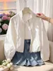 Chaqueta blanca de alta gama, corte holgado, nueva colección otoño 2026, casual y versátil, ligera, cuello alto, chaqueta corta, A14268