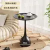 Mesa auxiliar pequeña de color crema, sofá de sala de estar, mesa redonda simple de hierro forjado, mesa de café para dormitorio, balcón de apartamento pequeño, mesa fácil de montar