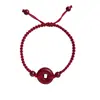 Pulsera de Cuerda Roja Cinabrio Imperial Zijin Tejida a Mano para el Año de la Vida Hebilla Ping An Cuerda Roja Redonda para Hombres y Mujeres