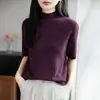 Veludo Andy com estampa de bambu, mangas semi-altas, toque texturizado tridimensional, design de nicho para primavera e outono, malha versátil e estilosa