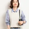 Chaleco de Lana con Cuello Redondo para Mujer Otoño e Invierno 2022 Nuevo Chaleco de Punto de Lana Versátil Estilista Suéter sin Mangas de Moda