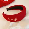 Diadema de Lana Roja de Ala Ancha con Orejas de Caballo para Mujer para Año Nuevo, Diadema Dulce de Parte Alta para el Año Nuevo Chino, Pinza para el Cabello de Uso Diario