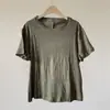 Camiseta de Manga Corta para Mujer 5036-2, Tejida de Cáñamo, Verano, Suave y Lisa, Resistente a las Arrugas, Corte Recto, Cuello Redondo, Hombro Normal, Color Sólido