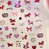 Pegatinas Populares para Uñas de Pony a Cuadros en Relieve Lindos Dibujos Animados Pony de la Suerte Moño Pegatinas para Uñas Portátiles