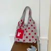 Bolsa de lona azul, versátil y de alta gama, gran capacidad, adecuada para ir al trabajo, se puede llevar como bolso de mano, bolso de hombro o bolso de axila, bolsa tipo tote de lunares para mujer