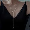 Dulce Chica Lujo Accesible Color Perla Zirconia Collar Cadena de Clavícula de Gama Alta para Mujer Combinación Diseño de Nicho Versátil Joyería de Plata