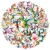 50 Piezas de Pegatinas Transparentes de Colibrí Acuarela para Decorar Fundas de Teléfono, Maletas, iPad, Pegatinas Impermeables Transfronterizas