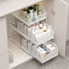 Estante de Almacenamiento Extraíble para Lavabo de Baño Gabinete Debajo del Almacenamiento Caja de Almacenamiento Lavamanos de Inodoro Cesta Desplegable Estante por Capas