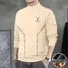 [280g Terciopelo Alemán] Otoño e Invierno Terciopelo de Doble Cara Cepillado Cuello Alto de Manga Larga para Hombre Capa Interior Cálida Ropa de Otoño