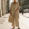 2026 Europeu e Americano Transfronteiriço Verão Novo Estilo Perna Reta Cor Sólida Viagem Férias Confortável Casual Elegante Conjunto de Três Peças
