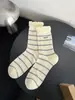 Meias de Primavera e Verão para Mulheres, Meias de Algodão Finas e Super Confortáveis, Estilo Coreano Listradas Respiráveis Casuais Versáteis Meia-Calça