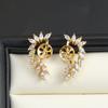 Aretes de flor de oro inyectado recubiertos de cobre de 14K, soporte vacío para aretes de perlas de circón, aguja de plata S925, accesorios DIY, mujeres con temperamento