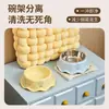 Tigela Única para Pet Padrão Ondulado Estilo Casa Proteção do Pescoço Antiderrapante Tigela Única para Gato Alimentação de Cachorro Alimentação de Água Tigela de Comida de Aço Inoxidável