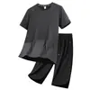 Traje Deportivo de Verano 2026 Más Vendido, Talla Grande de Seda de Hielo de Secado Rápido Conjunto Deportivo Casual, Camiseta de Manga Corta, Pantalones Cortos y Pantalones Capri