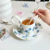 Lento como Velho - Peônia Rosa Cerâmica Medieval Conjunto de Xícara e Pires de Café de Alta Qualidade Lembrança de Chá da Tarde de Alto Valor