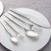 Colunata Romana Talheres de Aço Inoxidável Grão Reto Conjunto de Cinco Peças de Faca, Garfo e Colher para Casa Hotel Faca, Garfo e Colher Ocidentais para Bife