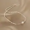 Colar de Pérolas e Prata Quebrada com Contas, Moderno e Simples, Corrente para Clavícula, Luxo Leve, Versátil, Personalizado, Atacado de Joias de Alto Padrão