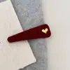 Pasador Retro de Cuadros en Forma de Corazón para Mujer, Pinza Elegante de Lana Roja para el Cabello, Exquisito y Moderno Accesorio para el Cabello de Flequillo Lateral de Año Nuevo