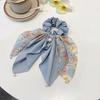 Diadema de Cinta con Lazo Fresca de Verano Colgante de Perla Accesorios para el Cabello de Cola de Caballo Nueva Diadema de Bufanda de Seda Francesa 2024