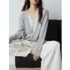 Cardigan de Tricô para Outono Inverno Jaqueta Falsa de Duas Peças Suéter com Decote V Top Fresco de Alta Qualidade Suéter de Tricô