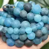 Nuevas Cuentas Redondas de Ágata de Jade Azul Optimizado Esmerilado de 6/8/10 mm Cuentas Sueltas para Pulsera DIY Collar Tejido Accesorios Hechos a Mano