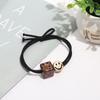 Anillo para el pelo con cara sonriente cuadrada de leopardo Estilo coreano Estilo fresco Celebridad de Internet Chaqueta de cuero Diadema estilo coreano Cuerda para el pelo Tocado Cuerda para el pelo de mujer