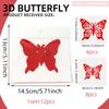 Mariposa tridimensional roja de una sola capa serie de San Valentín rosa amor calado mariposa pegatinas decorativas pegatinas de pared un juego de 12