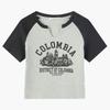 Camiseta com Decote V de Manga Curta com Desconto de Liquidação Feminina Modeladora Design nos Ombros Senso de Design Letras Estampadas Nicho Top Curto para o Verão