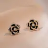 Aretes para Mujer, Aretes de Flor Corazón con Circonita Micro-pavimentada de Cobre, Nueva Moda de Nicho, Diseño Simple, Joyería de Temperamento y Versátil