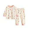 Conjunto de Ropa de Otoño para Niñas Pijamas Infantiles Algodón Puro Separado Ropa Interior de Manga Larga para Niños Pantalones de Otoño Ropa para el Hogar de Bebé Otoño y Primavera
