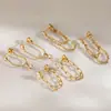Brincos Elegantes para Mulheres, Aço Inoxidável Dourado 18K Zircônia, Não Desbota, Brincos de Franja Destacáveis Frontal e Traseiro, Atacado Transfronteiriço