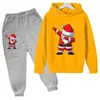 Transfronterizo 2025 Nueva Primavera y Otoño Nuevo Santa Claus Niños y Niñas Sudaderas con Capucha y Pantalones Deportivos de Dibujos Animados de Manga Larga Moderno