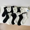 Calcetines de Algodón Finos Transpirables para Primavera y Verano Calcetines de Malla Apilados Estilo Japonés Estilo Retro Boca de Burbuja Encaje Fresco Calcetines de Media Pierna para Mujer