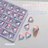 Arte de Uñas Rosa Pastel-permeable Diamante Puntiagudo Diamante de Forma Especial Diamante Rosa Hielo-permeable Cristal de Sal Marina Corazón de Melocotón Torcido Mariposa Diamante para Dedo Gordo Armadura de Diamante