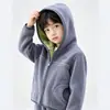 Roupas de Outono e Inverno para Crianças Novidade Veludo Austríaco Quente com Capuz Esportivo Solto Moletom para Meninos Tops Cardigan Roupas Infantis