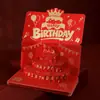 Creativo Sobre Rojo Plegable Musical con Luz para Cumpleaños para Papá, Mamá, Hijo, Hija, Pastel, Regalo Sorpresa de Cumpleaños