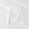 Dropshipping Nova Primavera e Outono Gola Meia-Alta Plissado Cauda de Andorinha Manga Longa Cor Sólida Camisa Básica Elegante de Corte Justo