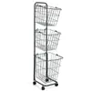 Cesta para ropa sucia de malla de alambre metálico directo de fábrica, cesta de almacenamiento de ropa sucia para baño, cubo de ropa sucia con ruedas, negro y blanco, venta al por mayor