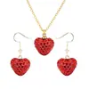 Colar e Brincos Temáticos de Amor Transfronteiriço, Elegante e Luxuoso, Vermelho com Diamantes, Design Único, Acessórios de Festa em Aço Inoxidável