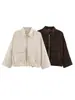 ZA comercio exterior transfronterizo artículo popular ropa de mujer 2026 otoño nuevo moda europea y americana bolsillo cremallera bicolor chaqueta para mujer